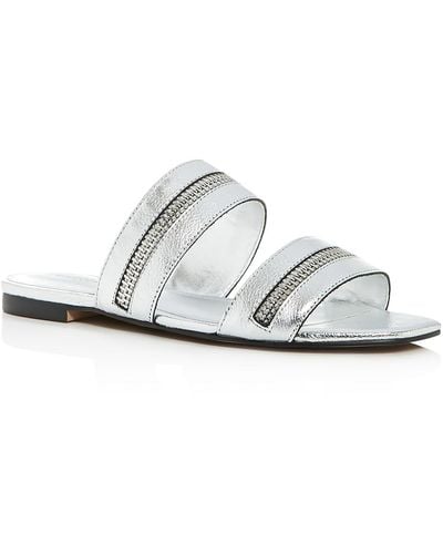 Rebecca Minkoff Marciann Leather Slip On Slide Sandals - White