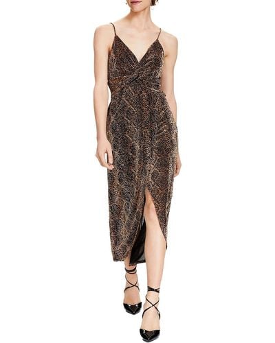 BarIII Metallic Hi-low Wrap Dress - Brown