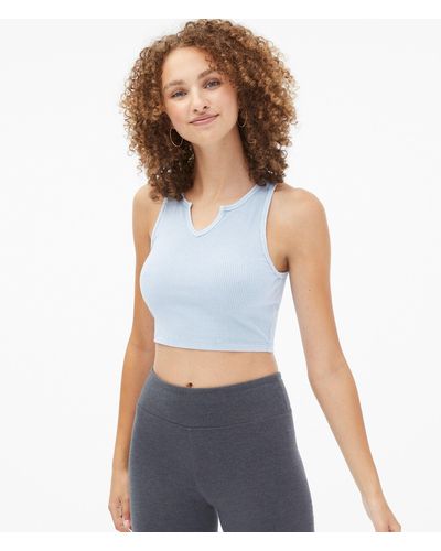 Aéropostale Ribbed High Notch-neck Cropped Tank - Multicolor