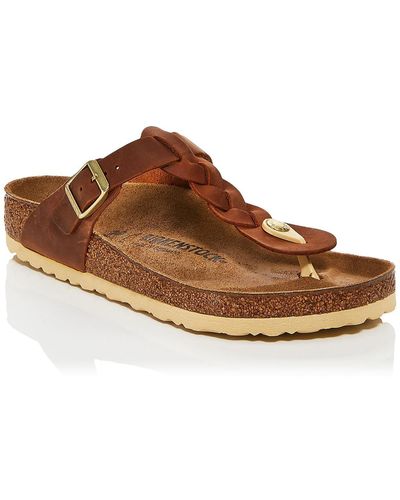 Birkenstock Gizeh Braided Leather Braided Thong Sandals - Brown