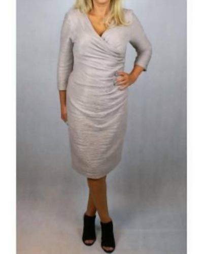 Joseph Ribkoff Long Sleeve Ruched Dress - Gray