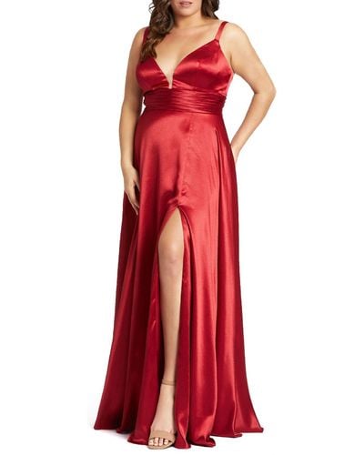 Mac Duggal Sleeveless Maxi Evening Dress - Red