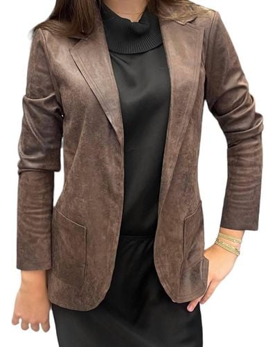 Suzy D Vintage Faux Leather Jacket - Brown