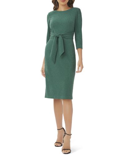 Adrianna Papell Tie-front Knee-length Sheath Dress - Green