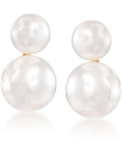 Ross-Simons 5-7.5mm Cultured Akoya Pearl Double Drop Earrings - White
