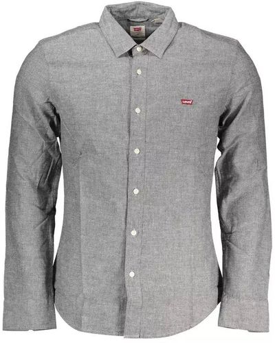 Levi's Elegant Slim Fit Gray Shirt With Italian Collar