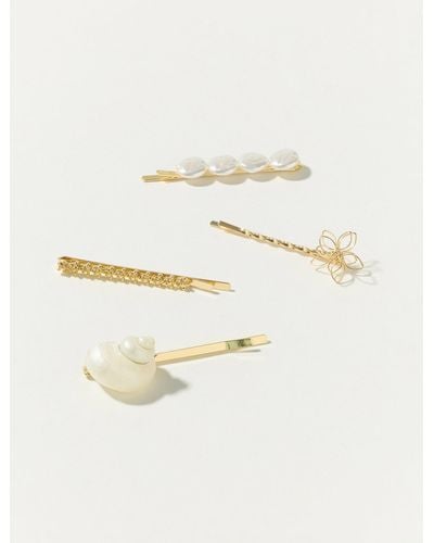Lucky Brand Gold Pearls Barrette Set - Natural