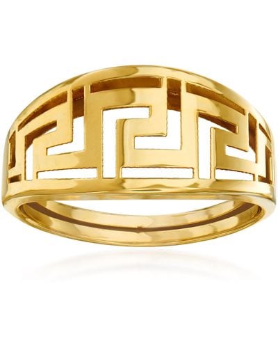 Ross-Simons Italian 14kt Gold Greek Key Ring - Metallic