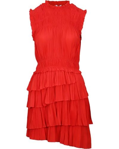 Lucy Paris Tory Pleated Dress - Red