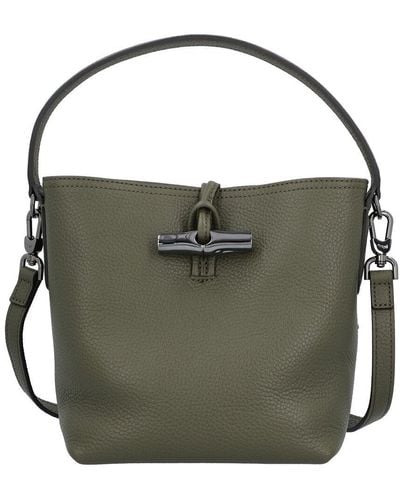 Longchamp Roseau Essential Xs Leather Bucket Bag - Black