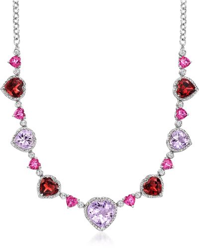 Ross-Simons Multi-gemstone Heart Necklace - Pink