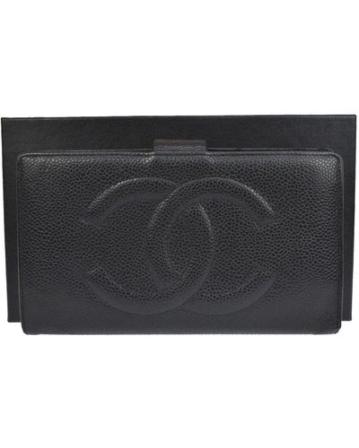 Chanel Logo Cc Leather Wallet (pre-owned) - Black