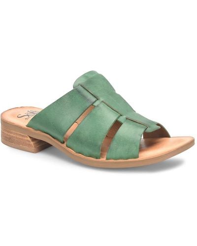 Söfft Almeda Leather Slip-on Slide Sandals - Green