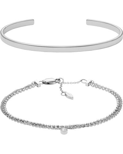 Fossil Arm Party Stainless Steel Bracelet Gift Set - White