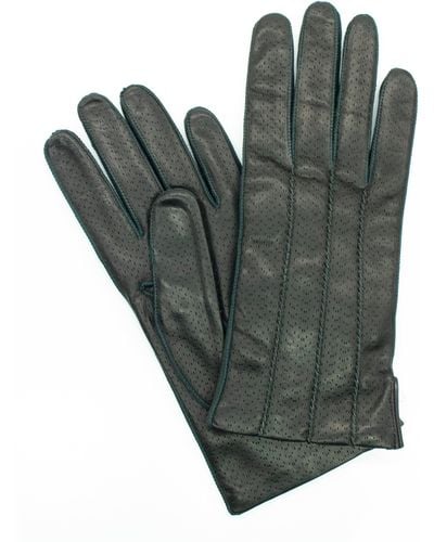 Portolano Leather Gloves With Contrast Stitches - Green