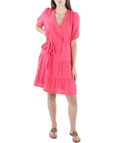 INC Tiered V-neck Mini Dress - Pink