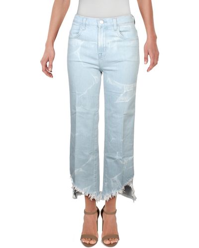 J Brand Joan Crop Denim Light Wash Wide Leg Jeans - Blue