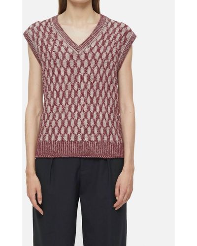 Closed Gilet Knit Waistcoat - Red