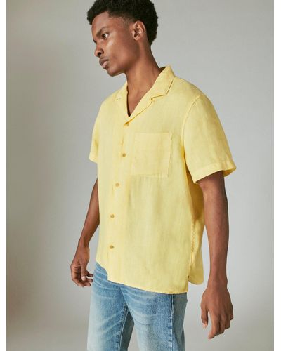 Lucky Brand Hemp Camp Collar Short Sleeve Shirt - Yellow