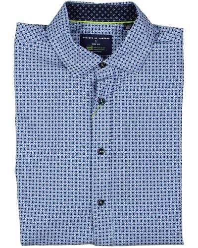 Society of Threads Printed Collared Button-down Shirt - Blue
