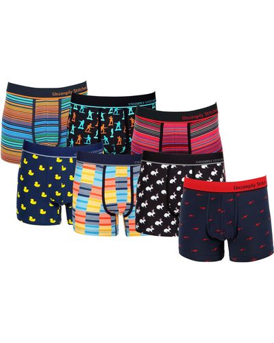Unsimply Stitched Boxer Trunk 7 Pack - Black