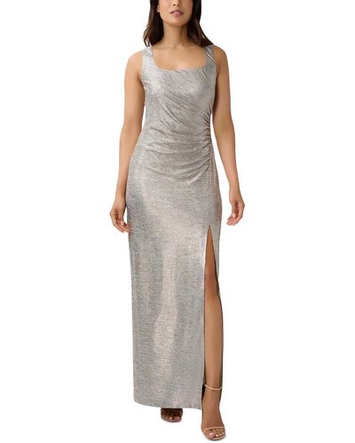 Adrianna Papell Metallic Ruched Evening Dress