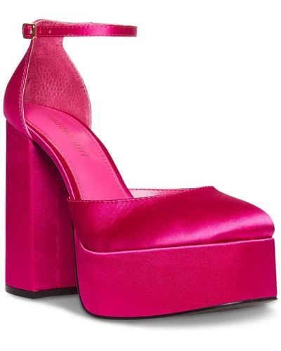 Madden Girl Dion Round Toe Ankle Strap Platform Heels - Pink