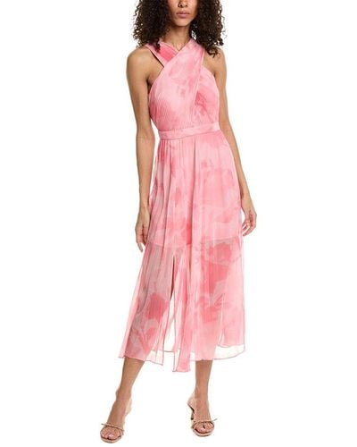 Ted Baker Cross Front Pleated Midi Dress - Pink