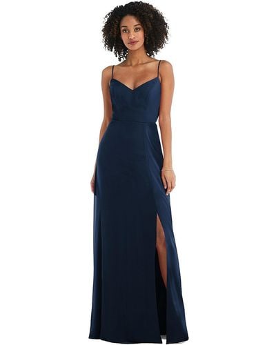After Six Tie-back Cutout Maxi Dress With Front Slit - Blue