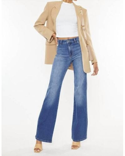 Kancan Allie Super High Relaxed Flare Jeans - Blue