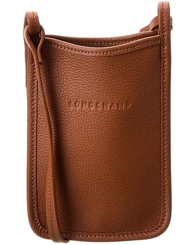 Longchamp Le Foulonne Leather Phone Case Crossbody - Brown