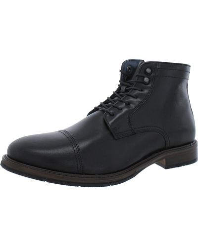 Johnston & Murphy Leather Block Heel Ankle Boots - Black