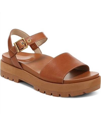 Vionic Jamie Platform Sandal Tan Leather - Medium Width - Brown