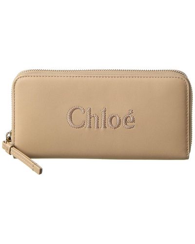 Chloé Sense Leather Zip Around Wallet in Brown | Lyst