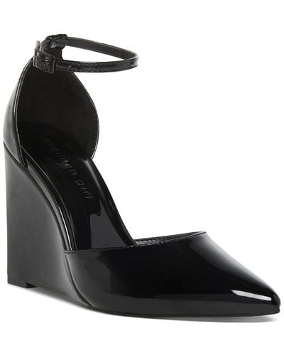 Madden Girl Standout Patent Pointed Toe Wedge Heels - Black