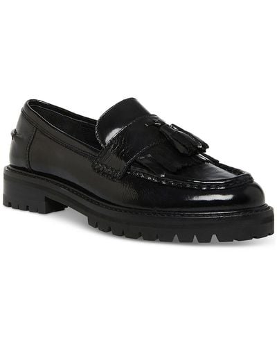 Steve Madden Minka Leather lugged Sole Loafers - Black