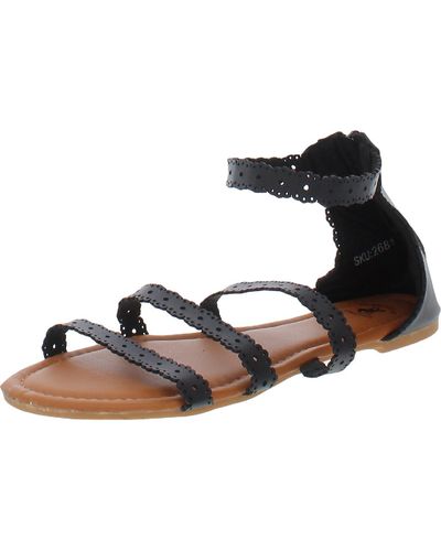 Beverly Hills Polo Club Flower Flat Ankle Strap - Black