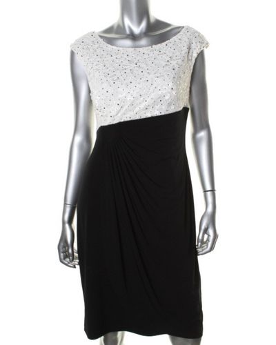 Connected Apparel Petites Sequined Sleeveless Cocktail Dress - Black