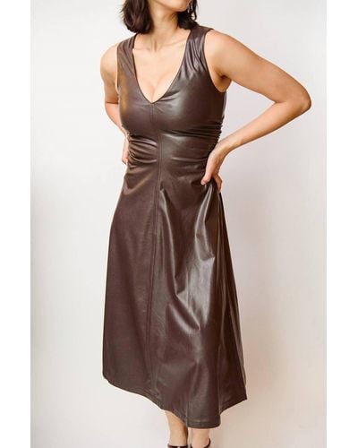 Amanda Uprichard Sabal Faux Leather Midi Dress - Brown