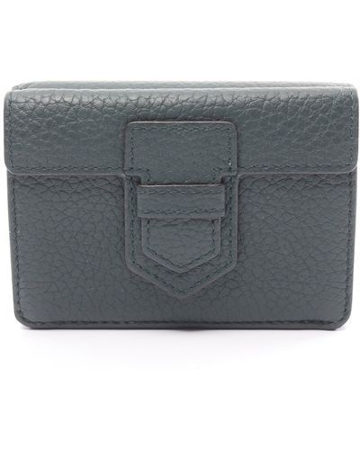 Delvaux Presse Trifold Trifold Wallet Compact Wallet Leather Dark Green - Gray
