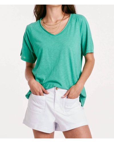 Another Love Taylor Relaxed V-neck Slubbed Basic Tee - Green