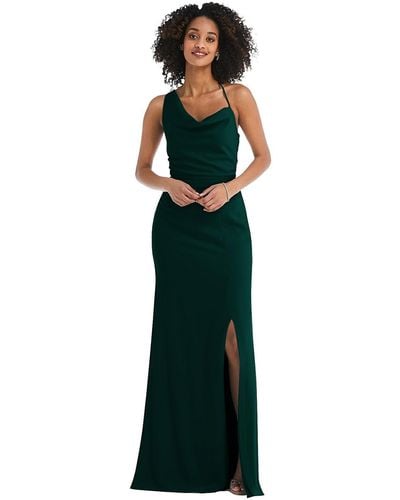 After Six One-shoulder Draped Cowl-neck Maxi Dress - Green