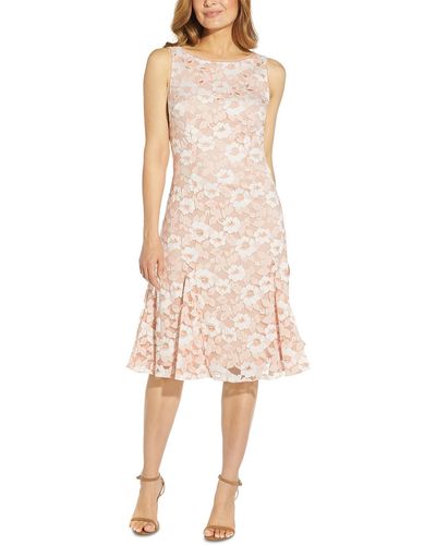 Adrianna Papell Godet Lace Sleeveless Fit & Flare Dress - Natural