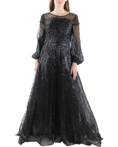 Mac Duggal Sequined Maxi Evening Dress - Black