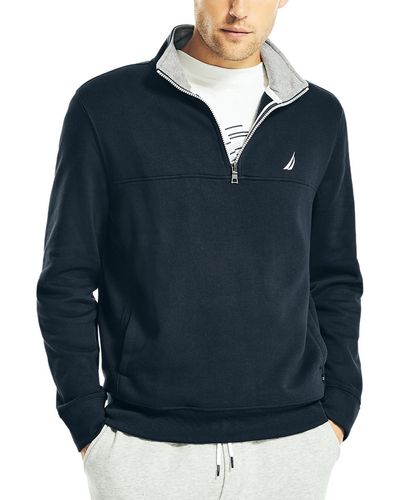 Nautica Fleece Long Sleeves 3/4 Zip Pullover - Blue