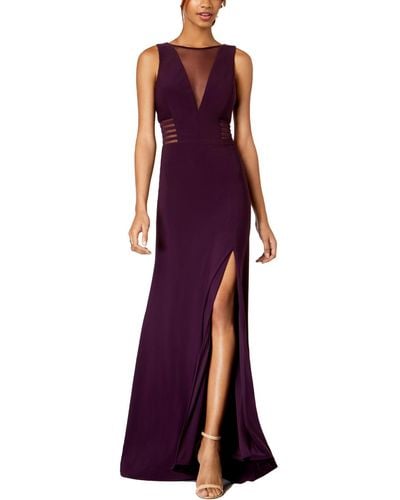Morgan & Co. Juniors Illusion Mesh Inset Evening Dress - Purple