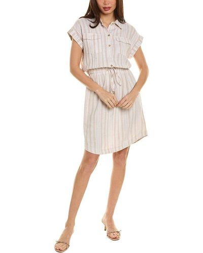 Ellen Tracy Linen-blend Drawstring Mini Dress - Natural