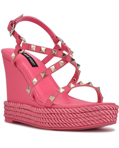 Nine West Harte 3 Studded Slingback Platform Sandals - Pink