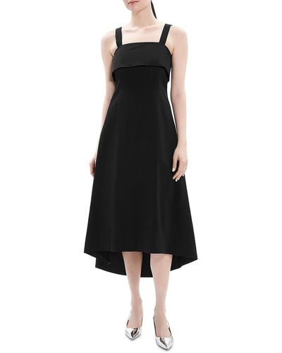 Theory Solid Linen Sheath Dress - Black