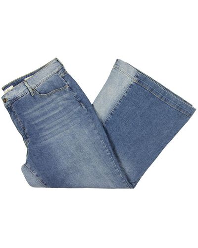 Jessica Simpson Plus Two Tone High Rise Wide Leg Jeans - Blue